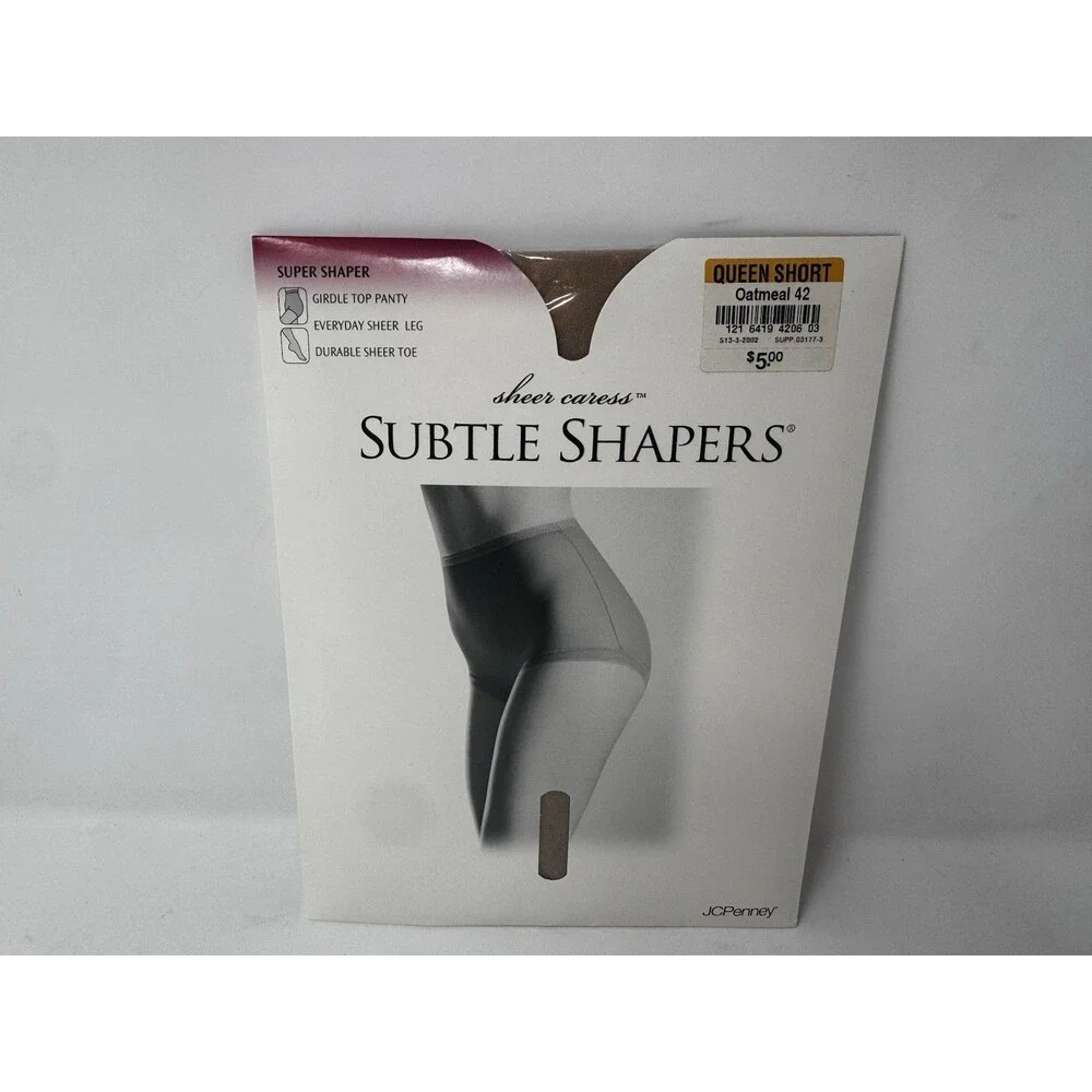 Sheer Caress Subtle Shapers Queen Short Oatmeal 42 Pantyhose Vintage JCP
